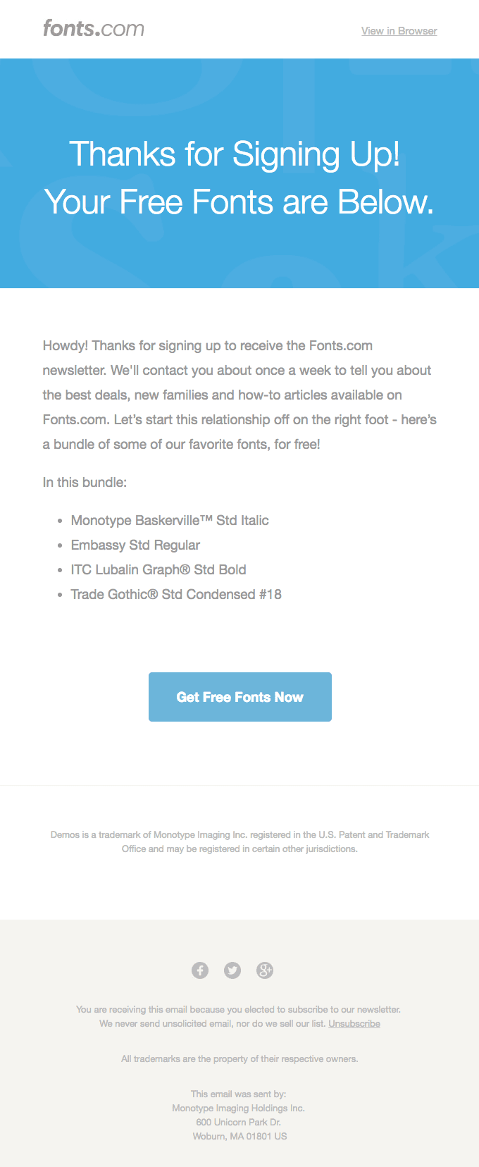 Welcome to the Fonts.com Newsletter – Your Free Fonts are Inside