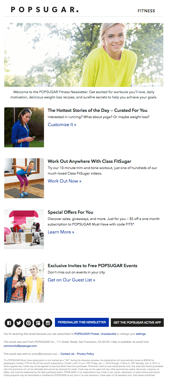 Welcome to the POPSUGAR Fitness Newsletter