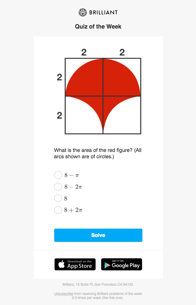 What is the area of the red figure?