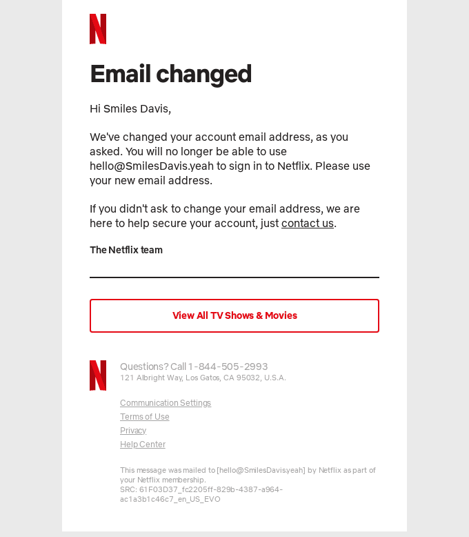 Your email address has been changed