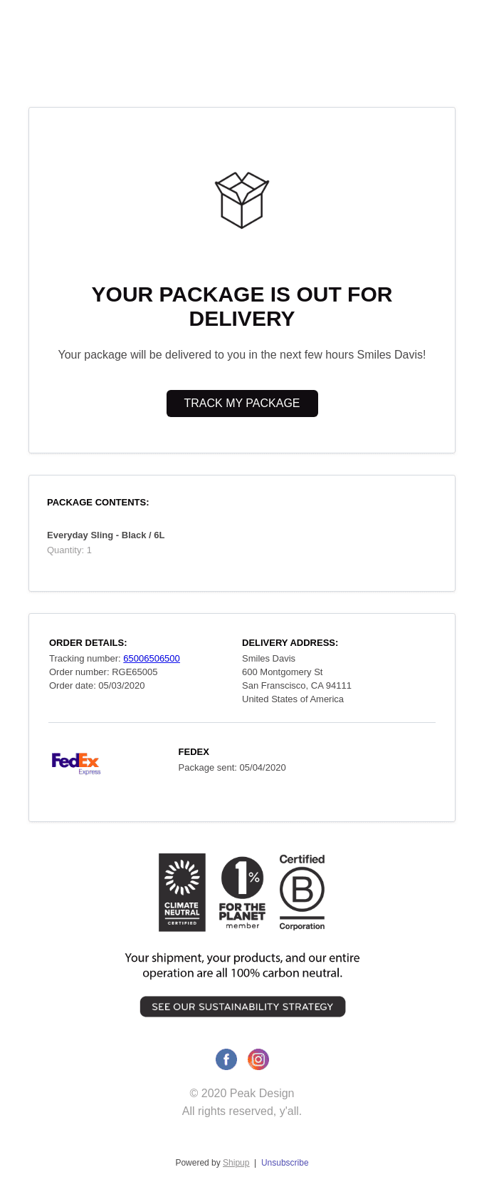 Your package is out for delivery