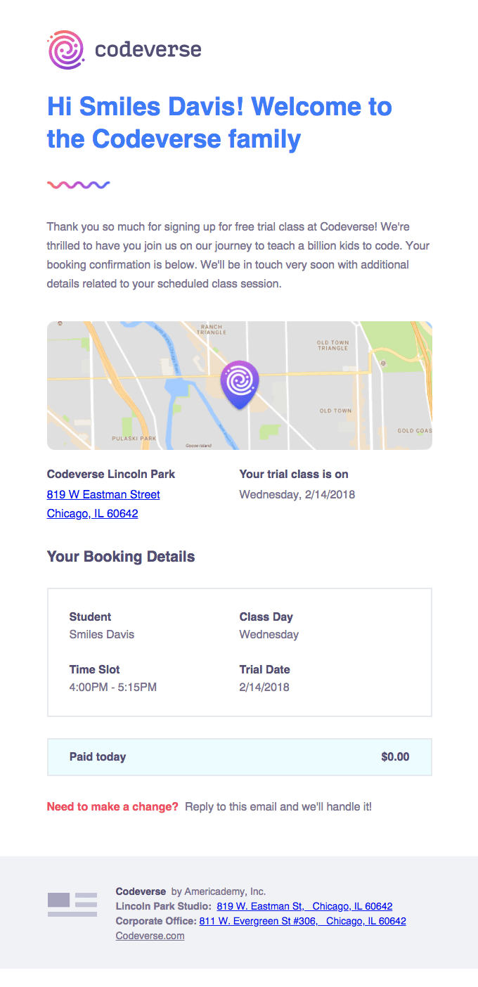 Your Trial Booking Confirmation