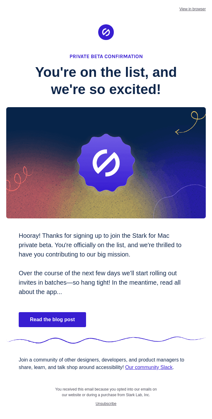 You're on the list for the Stark for Mac private beta!